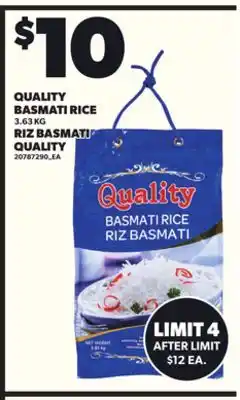 Loblaws QUALITY BASMATI RICE 3.63KG offer