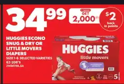 Loblaws HUGGIES ECONO SNUG & DRY OR LITTLE MOVERS DIAPERS, 62-208'S offer