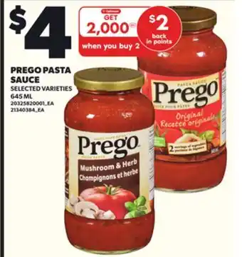 Loblaws PREGO PASTA SAUCE 645ML offer