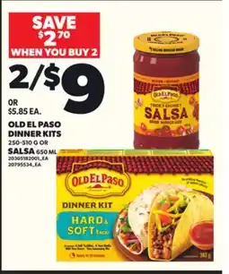 Loblaws OLD EL PASO DINNER KITS, 250-510G OR SALSA, 650ML offer