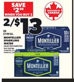 Loblaws MONTELLIER SPARKLING WATER 10 X 355 ML offer