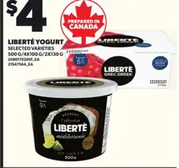Loblaws LIBERTÉ YOGURT 500G/4X100G/2X130G offer