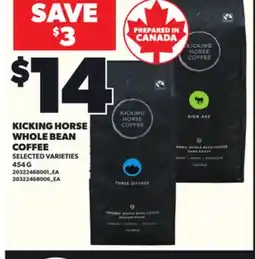 Loblaws KICKING HORSE WHOLE BEAN COFFEE, 454G offer