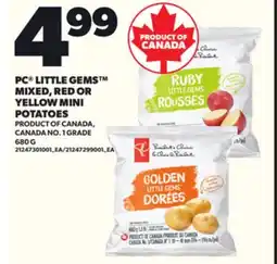 Loblaws PC LITTLE GEMS MIXED, RED OR YELLOW MINI POTATOES 680G offer