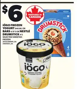 Loblaws iÖGO FROZEN YOGURT, 946ML OR BARS, 4/8'S OR NESTLÉ DRUMSTICK, 4'S offer