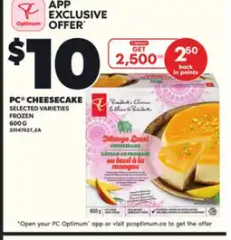 Loblaws PC CHEESECAKE, 600G offer