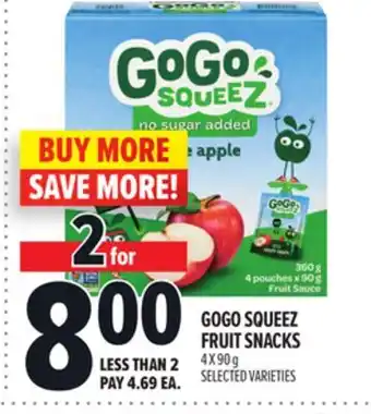 Metro GOGO SQUEEZ FRUIT SNACKS offer