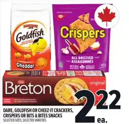 Metro DARE, GOLDFISH OR CHEEZ-IT CRACKERS, CRISPERS OR BITS & BITES SNACKS offer