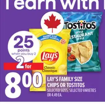 Metro LAY'S FAMILY SIZE CHIPS OR TOSTITOS offer