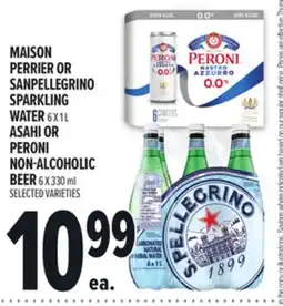 Metro MAISON PERRIER OR SANPELLEGRINO SPARKLING WATER 6 X 1 L ASAHI OR PERONI NON-ALCOHOLIC BEER offer