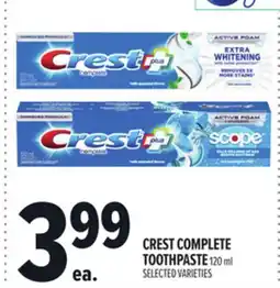 Metro CREST COMPLETE TOOTHPASTE offer