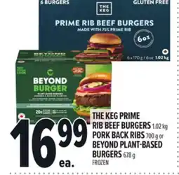 Metro THE KEG PRIME RIB BEEF BURGERS offer