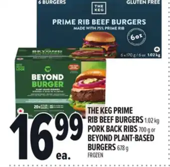 Metro THE KEG PRIME RIB BEEF BURGERS offer