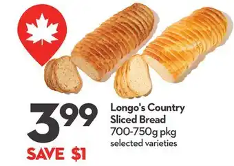 Longo's Longo's Country Sliced Bread offer