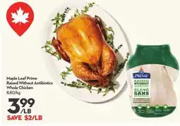 Longo's Maple Leaf Prime Raised Without Antibiotics Whole Chicken offer