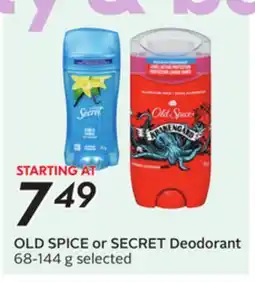 Sobeys OLD SPICE or SECRET Deodorant offer