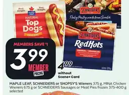 Sobeys MAPLE LEAF, SCHNEIDERS or SHOPSY'S Wieners offer