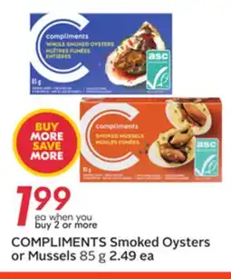 Sobeys COMPLIMENTS Smoked Oysters or Mussels offer