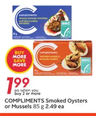 Sobeys COMPLIMENTS Smoked Oysters or Mussels offer