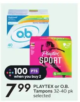 Sobeys PLAYTEX or O. B. Tampons offer