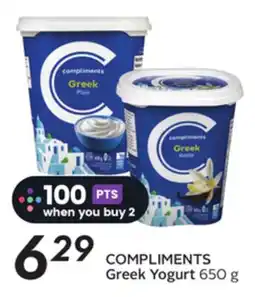 Sobeys COMPLIMENTS Greek Yogurt offer