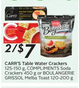 Sobeys CARR'S Table Water Crackers offer