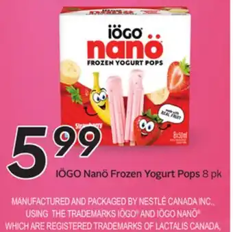 Sobeys IÖGO NanÖ Frozen Yogurt Pops offer