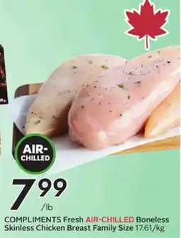 Sobeys COMPLIMENTS Fresh AIR-CHILLED Boneless Skinless Chicken Breast Family Size offer