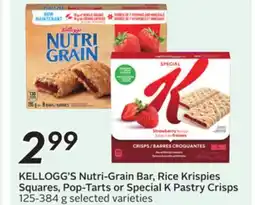 Sobeys Nutri-Grain Bar, Rice Krispies Squares, Pop-Tarts or Special K Pastry Crisps offer