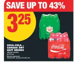 No Frills COCA-COLA OR CANADA DRY SOFT DRINKS, 6X710 ML offer