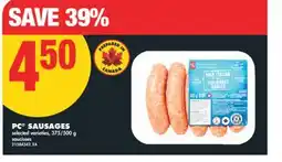 No Frills PC SAUSAGES, 375/500 G offer