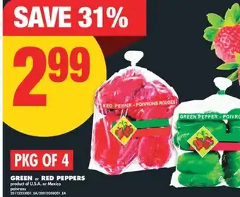 No Frills GREEN or RED PEPPERS, PKG OF 4 offer