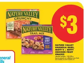 No Frills NATURE VALLEY GRANOLA BARS, MOTT'S or BETTY CROCKER FRUIT SNACKS, 120-230 g offer