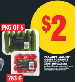 No Frills FARMER'S MARKET GRAPE TOMATOES, 283G OR MINI CUCUMBERS, PKG OF 6 offer
