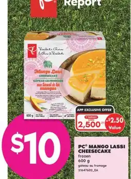 No Frills PC MANGO LASSI CHEESECAKE, 600G offer