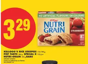No Frills KELLOGG'S RICE KRISPIES 176/198 g, POP TARTS 384 g, SPECIAL K 125 g or NUTRI-GRAIN 295 g BARS offer