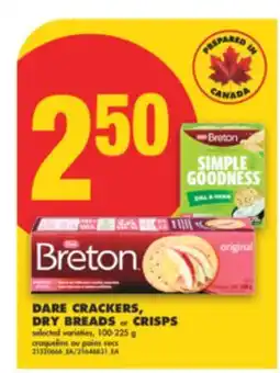 No Frills DARE CRACKERS, DRY BREADS OR CRISPS, 100-225 G offer
