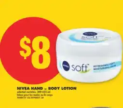 No Frills NIVEA HAND or BODY LOTION, 200-625 mL offer