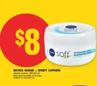 No Frills NIVEA HAND or BODY LOTION, 200-625 mL offer