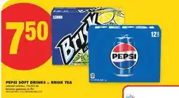 No Frills PEPSI SOFT DRINKS OR BRISK TEA, 12X355 ML offer