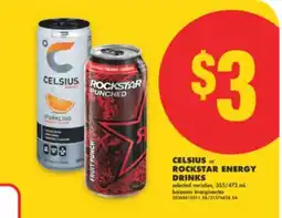 No Frills CELSIUS or ROCKSTAR ENERGY DRINKS, 355/473 mL offer