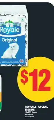 No Frills ROYALE FACIAL TISSUE, 12x100 sheets offer