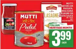 Food Basics MUTTI TOMATOES OR PASSATA, MOLISANA LASAGNE OR PASTA SAUCE offer