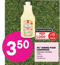 No Frills PC NIMBU PANI LEMONADE, 1.54 L offer
