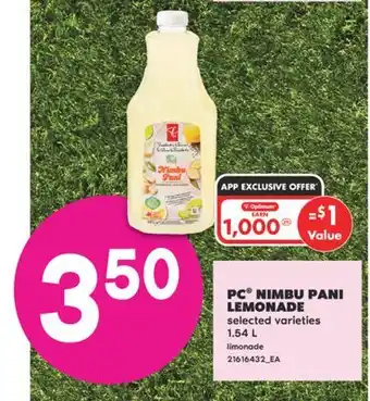 No Frills PC NIMBU PANI LEMONADE, 1.54 L offer