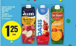 Food Basics OASIS JUICE OR DEL MONTE NECTAR OR ALLEN'S APPLE JUICE offer