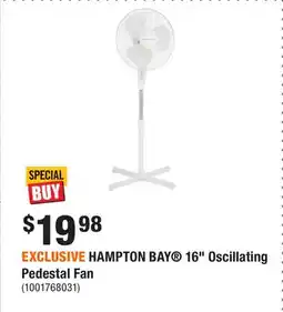 Home Depot EXCLUSIVE HAMPTON BAY 16 Oscillating Pedestal Fan offer