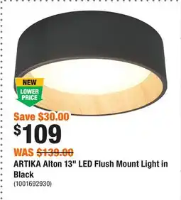 Home Depot ARTIKA Alton 13 LED Flush Mount Light in Black offer