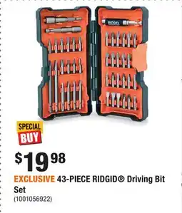 Home Depot EXCLUSIVE 43-PIECE RIDGID Driving Bit Set offer