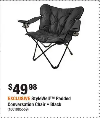 Home Depot EXCLUSIVE StyleWell Padded Conversation Chair • Black offer